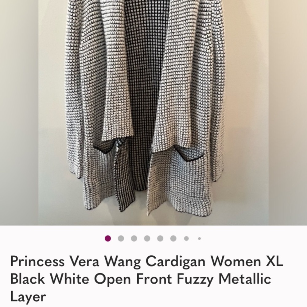 Princess Vera Wang Gray and White Metallic Women's Cardigan - Picture 2 of 4